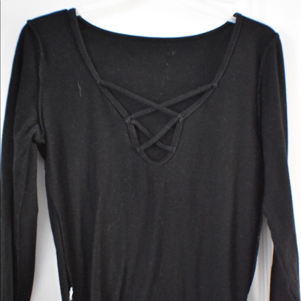 Black crossed bodysuit